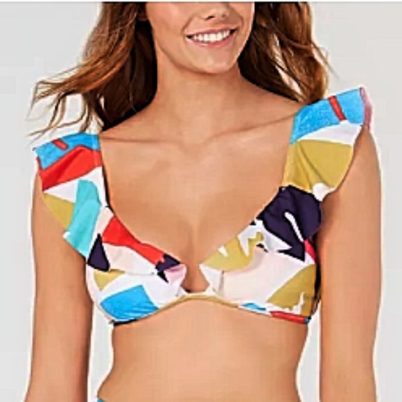 Raisins Other - NWT Raisin's Ruffled Bikini Swim Top Tropical